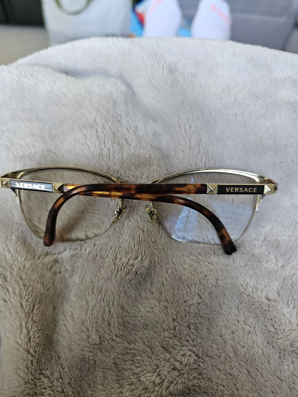 Versace VE1218 semi-rimless cat-eye eyeglasses